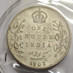 Alternative view of British India Edward 1905 Silver Coin UNC Mumbai Mint