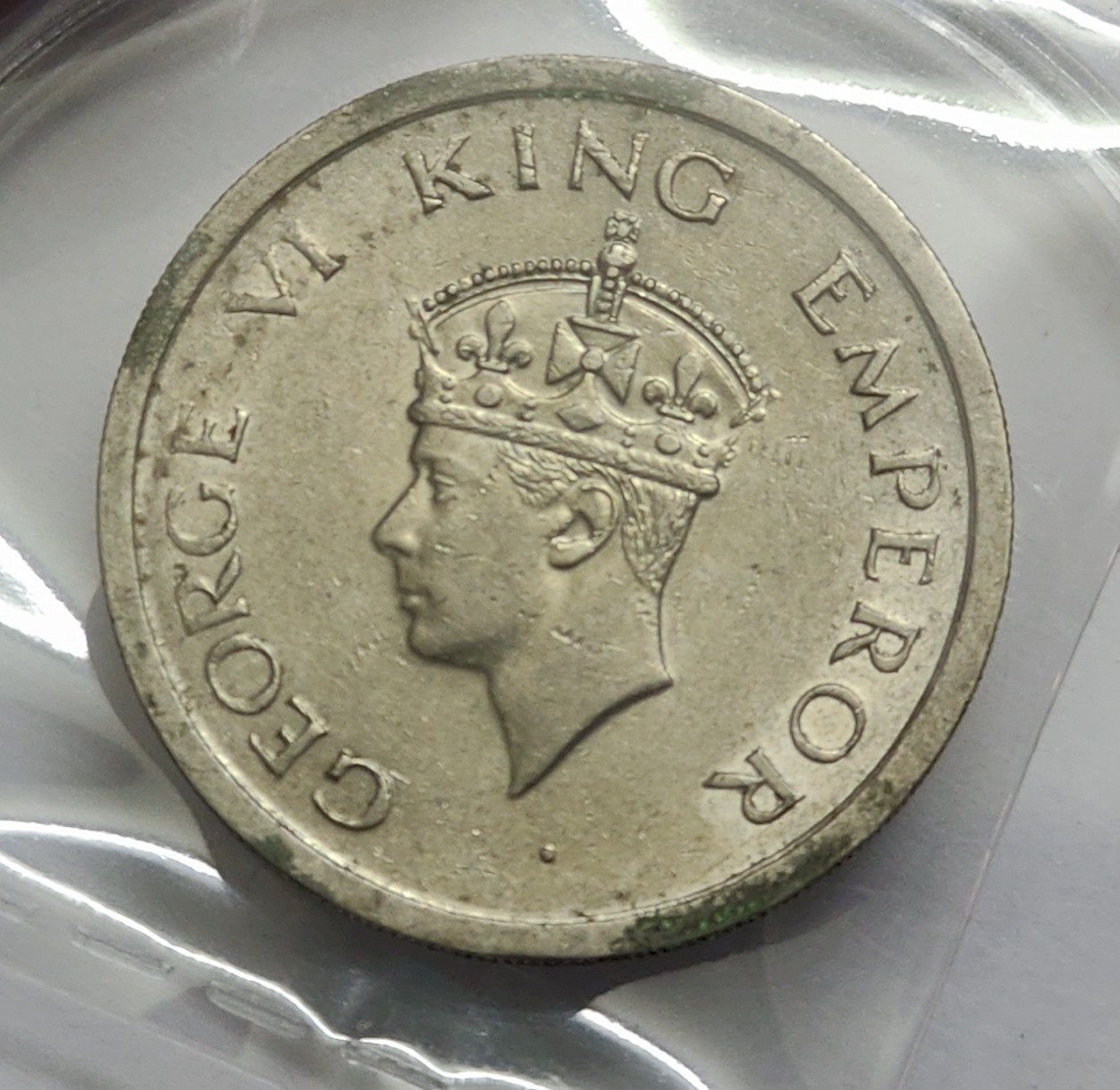 George VI One Rupee 1947 Copper Nickel Coin lahore Mint rare unc