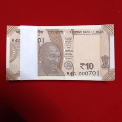 Ten Rs Rare Fancy Notes Bundle 000701 or 000786 Ultra Gem Bunc Condition Full Bundle Governor Sanjay Malhotra Year 2025