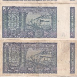 Alternative view of 4 DIFFERENT GOVERNOR 100 RUPEES (WHITE PATTI) TOP CONDITION NOTE (4 PCS ) SET