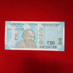 50 Rs Rare Fancy Number Note 786786 Year 2022 Gem Bunc Condition Republic of India sku 50