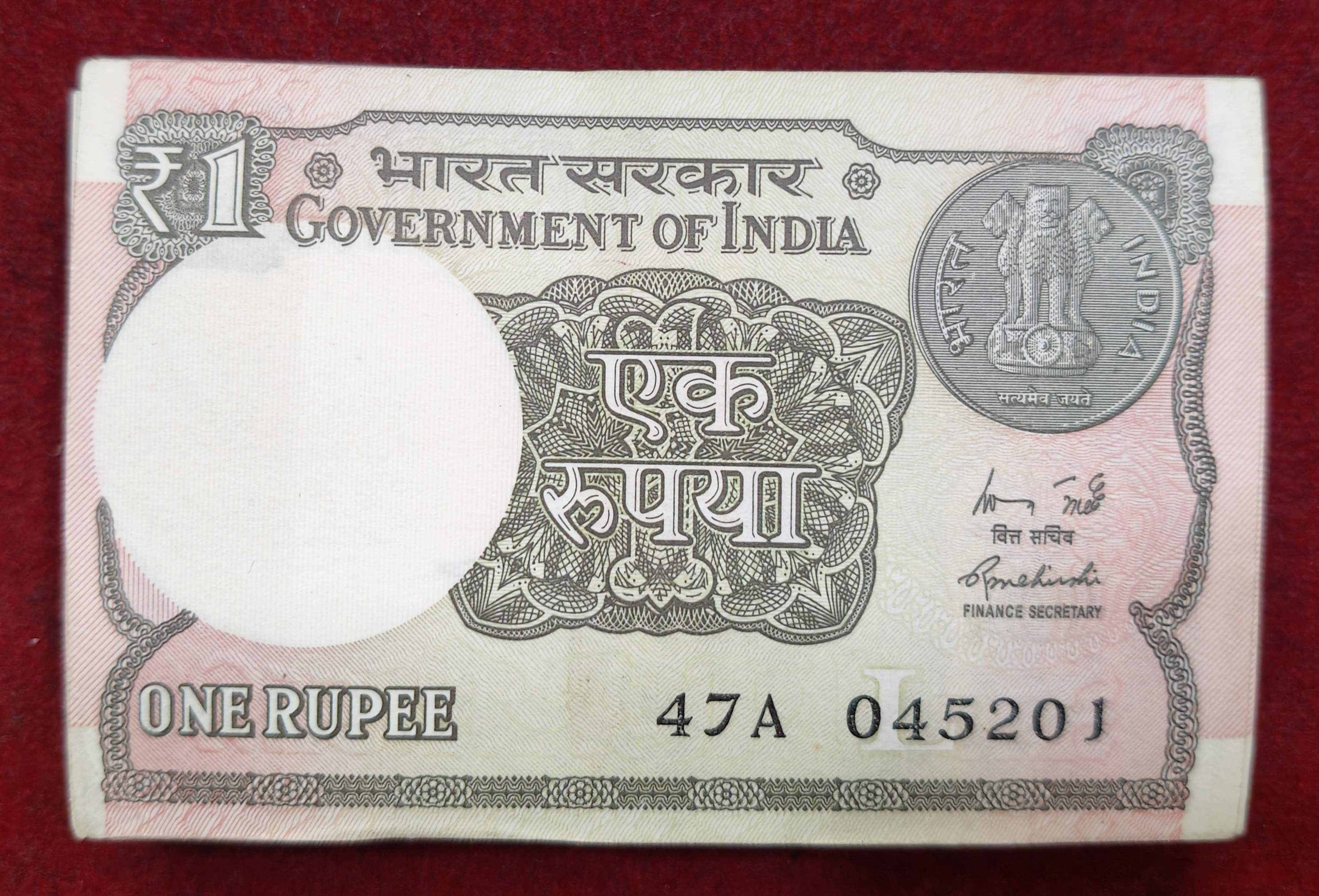One Rupees 2015 Governor Rajiv Mehrishi Rare 99 Note Serial Packet UNC #*37