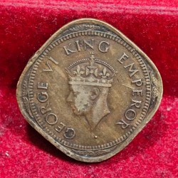 Alternative view of India - British 2 Annas 1944 - George VI Rare Coin #E-165