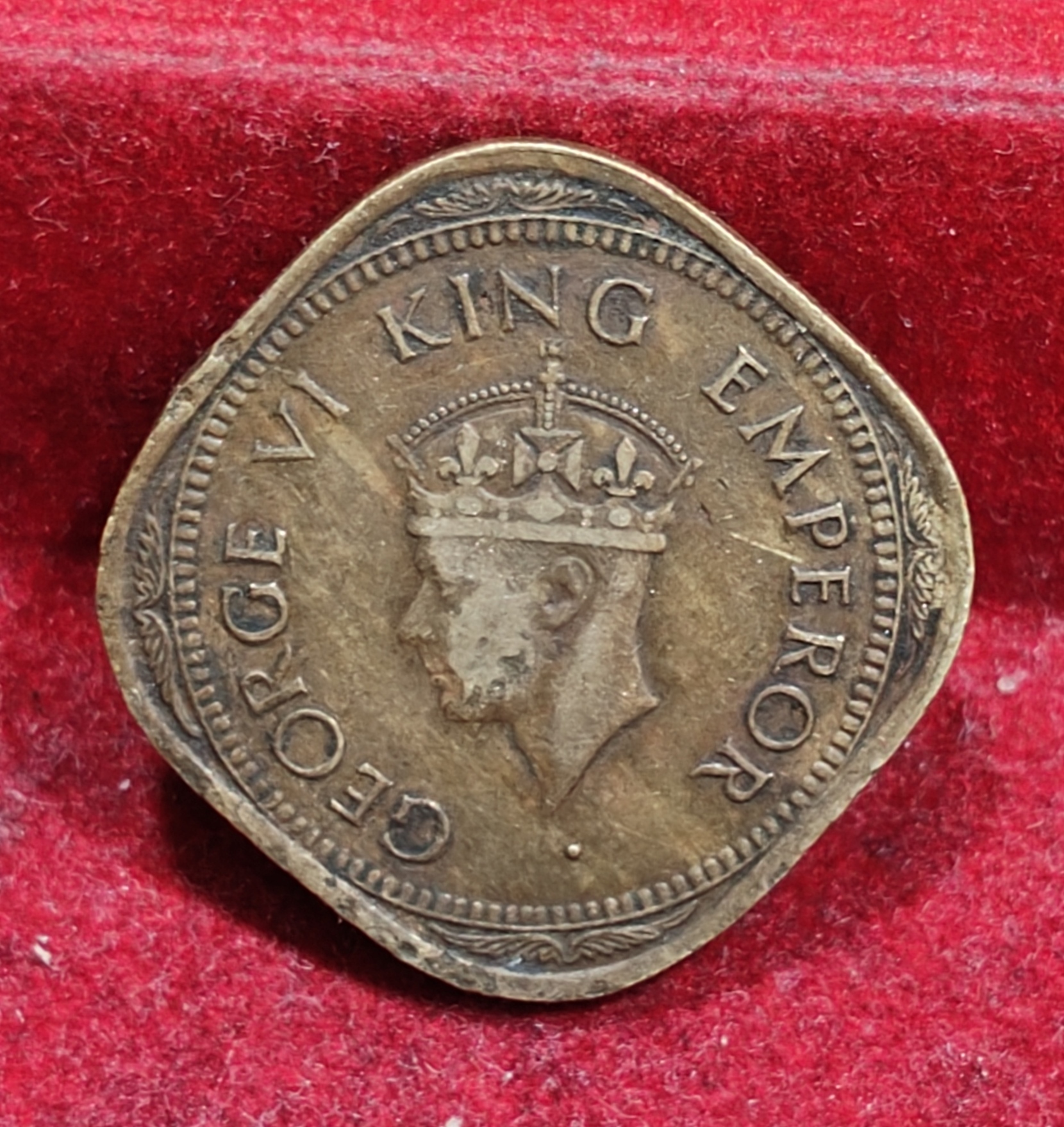 India - British 2 Annas 1944 - George VI Rare Coin #E-165