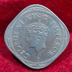 Alternative view of India - British 2 Annas 1947 - George VI Rare Coin #E-169