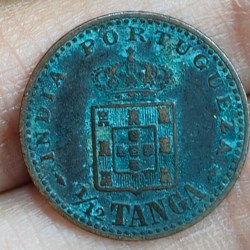 Alternative view of India, Portuguese 1⁄12 Tanga 1901 - Charles I Lisboa mint Rare Coin #E-171