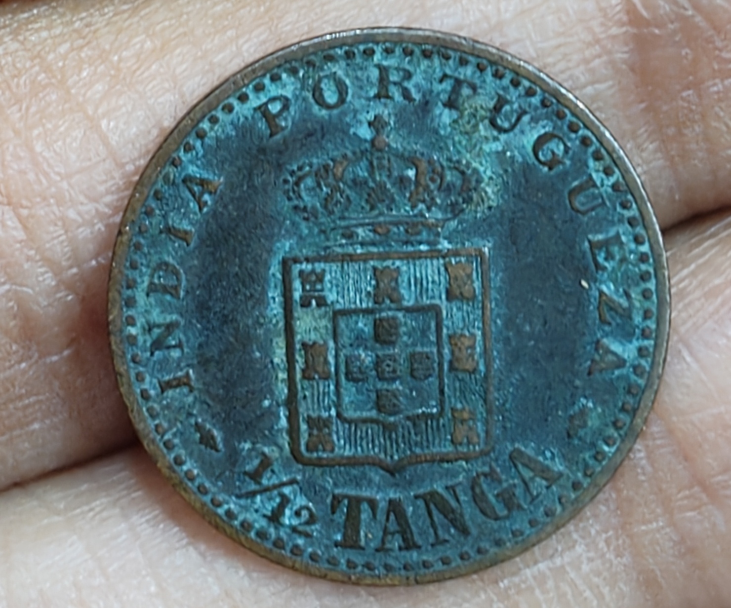 India, Portuguese 1⁄12 Tanga 1901 - Charles I Lisboa mint Rare Coin #E-171 - Image 2