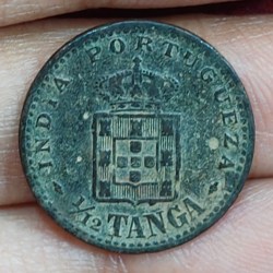 Alternative view of India, Portuguese 1⁄12 Tanga 1901 - Charles I Lisboa mint Rare Coin #E-172
