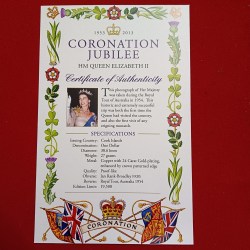 Alternative view of 2013 Cook Islands $1 commemorative Proof coin celebrating the 60th anniversary of Queen Elizabeth II's