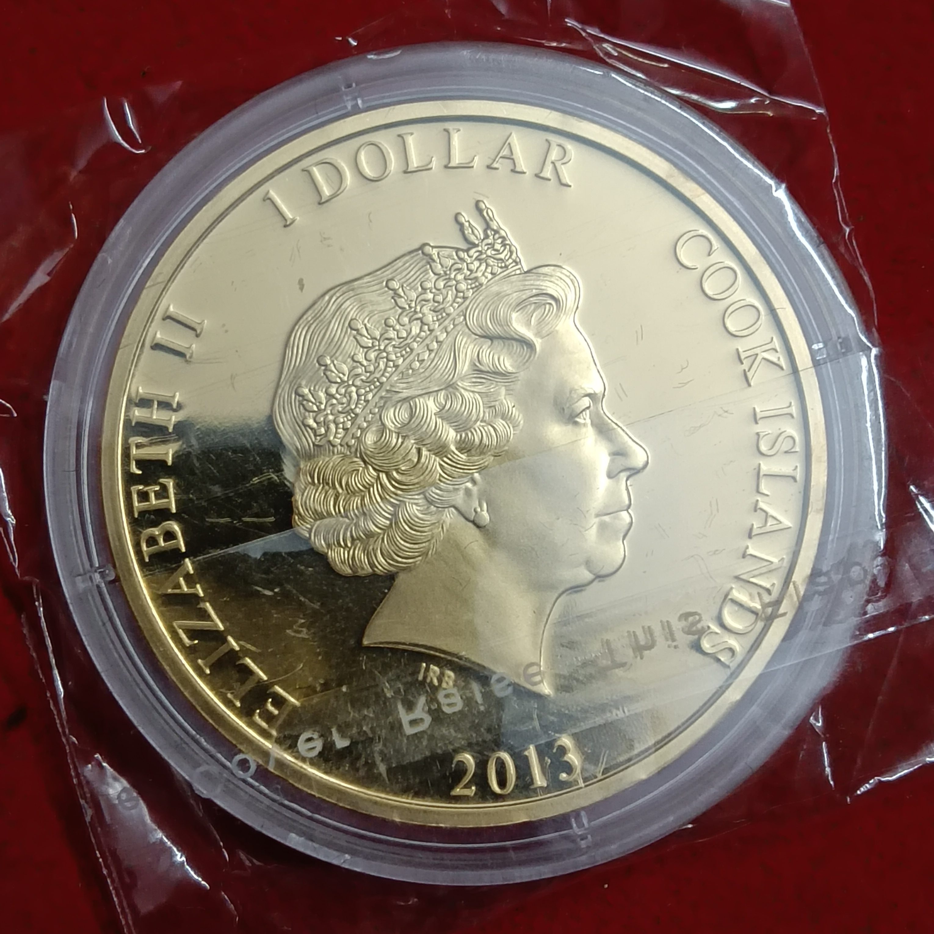2013 Cook Islands $1 commemorative Proof coin celebrating the 60th anniversary of Queen Elizabeth II's