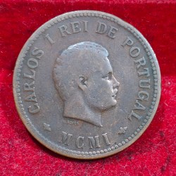 India, Portuguese ½ Tanga 1901 - Charles I Lisboa mint Rare Coin #E-179