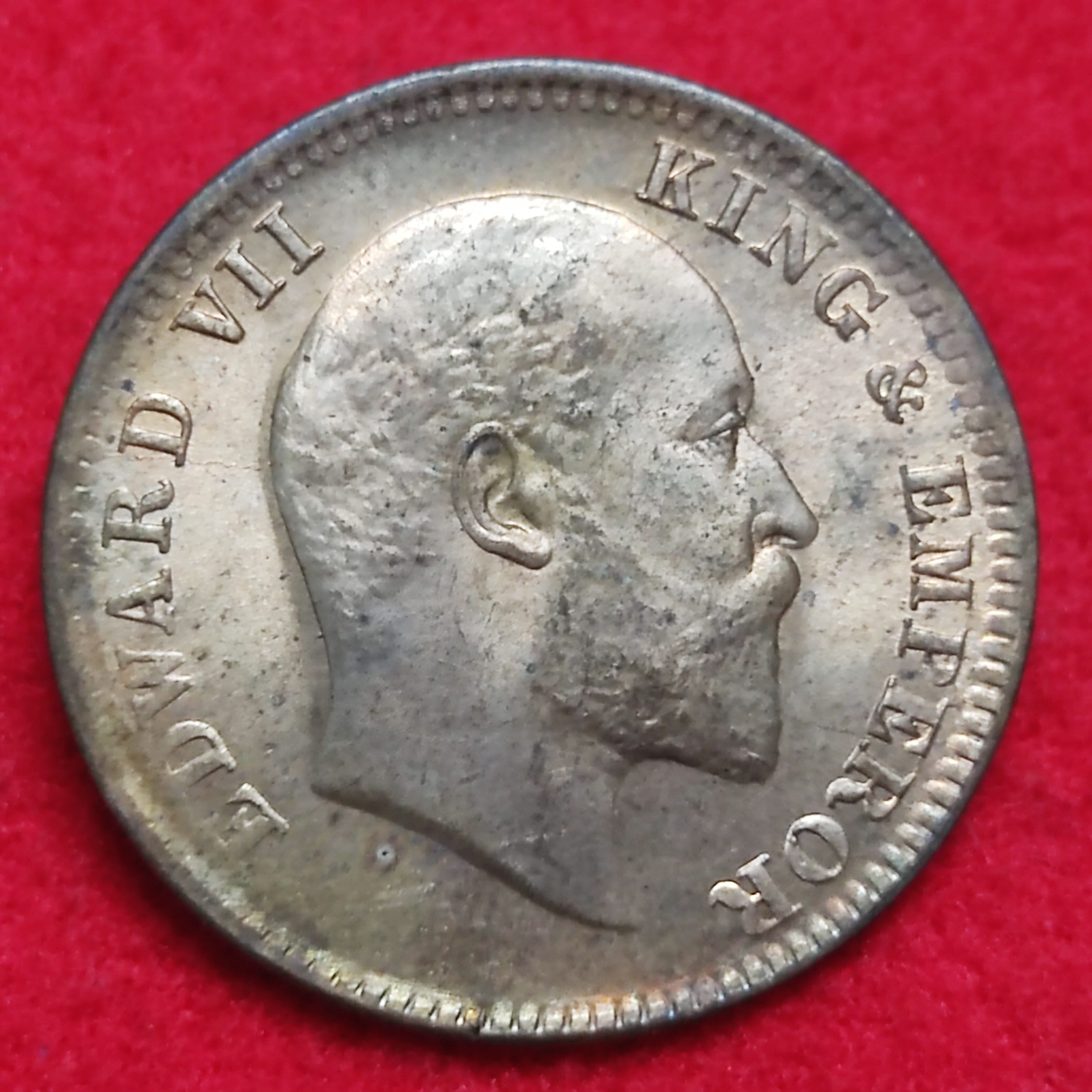 One Quarter Anna Edward VII 1908 Calcutta Mint