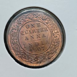 ONE QUARTER ANNA 1907 CALCUTTA MINT GEM UNC CONDITION COIN EDWARD VII KING AND EMPEROR COIN