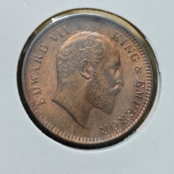 Alternative view of ONE QUARTER ANNA 1907 CALCUTTA MINT GHOST ERROR COIN