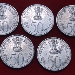Alternative view of 50 PAISA JAWAHARLAL NEHRU 1964 - 5 COIN SET