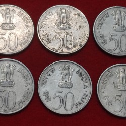 Alternative view of 50 PAISA JAWAHARLAL NEHRU 1964 - 6 COIN SET
