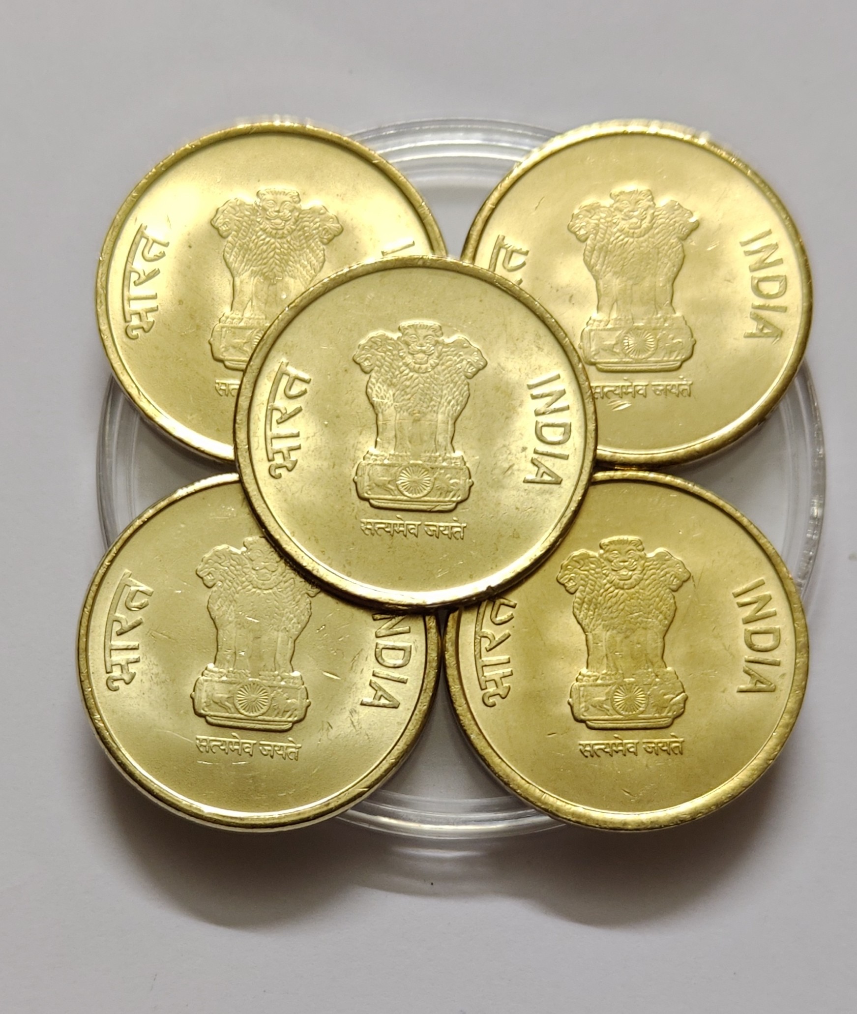5 Rs 75th Year Of Independence 2026 AKAM, Mumbai Mint Coin UNC - Image 2