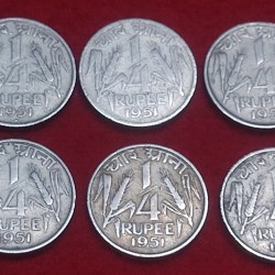 Alternative view of 1/4 RUPEE 1951 LOT 10 COIN