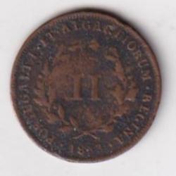 Mozambique 2 Réis - Maria II (Colonial Coinage) 1853 Rare Coin #E-204