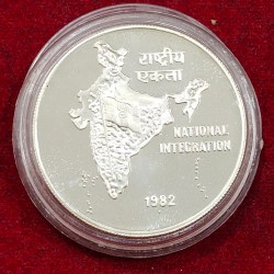 India 100 Rupees National Integration Rare UNC Silver Coin with Capsule #C-41