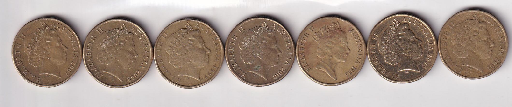 7 Different Australia One Dollar Rare Commemorative Coin Set(7 Pcs)#E-245