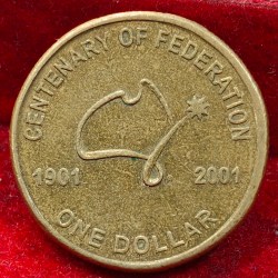 Australia 1 Dollar 2001 - Elizabeth II Centenary of Federation Commemorative issue Rare Lowest Price Coin # E-225