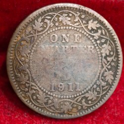 India - British ¼ Anna 1911 - George V Rare Coin # E-234