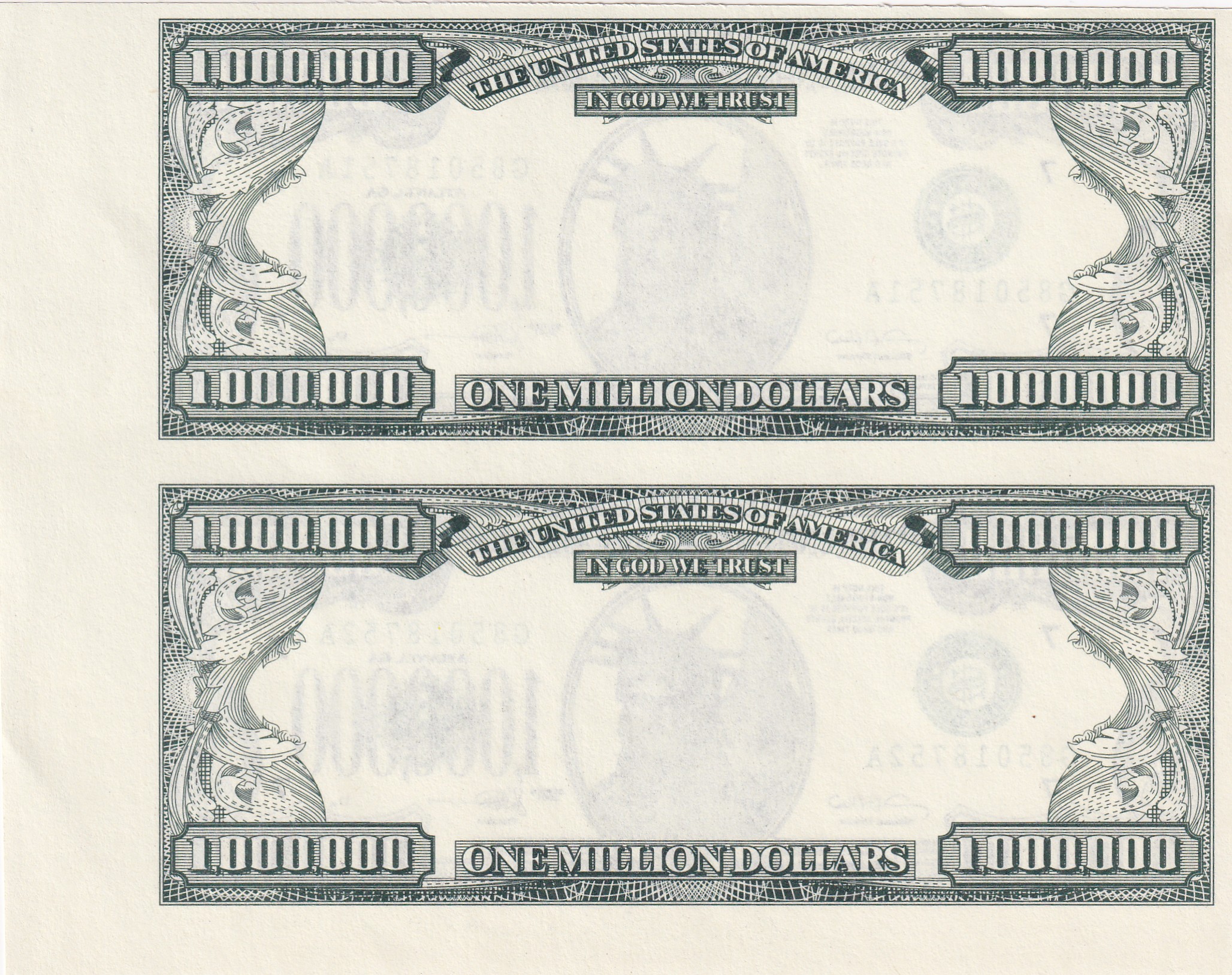 USA One Million Dollar Fantacy Uncut Sheet