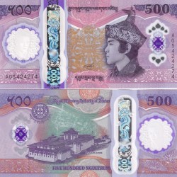 Bhutan 500 Ngultrum Rare UNC Polymer Note #Q