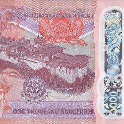 Alternative view of Bhutan 1000 Ngultrum Rare Commemorative Polymer Note#B2
