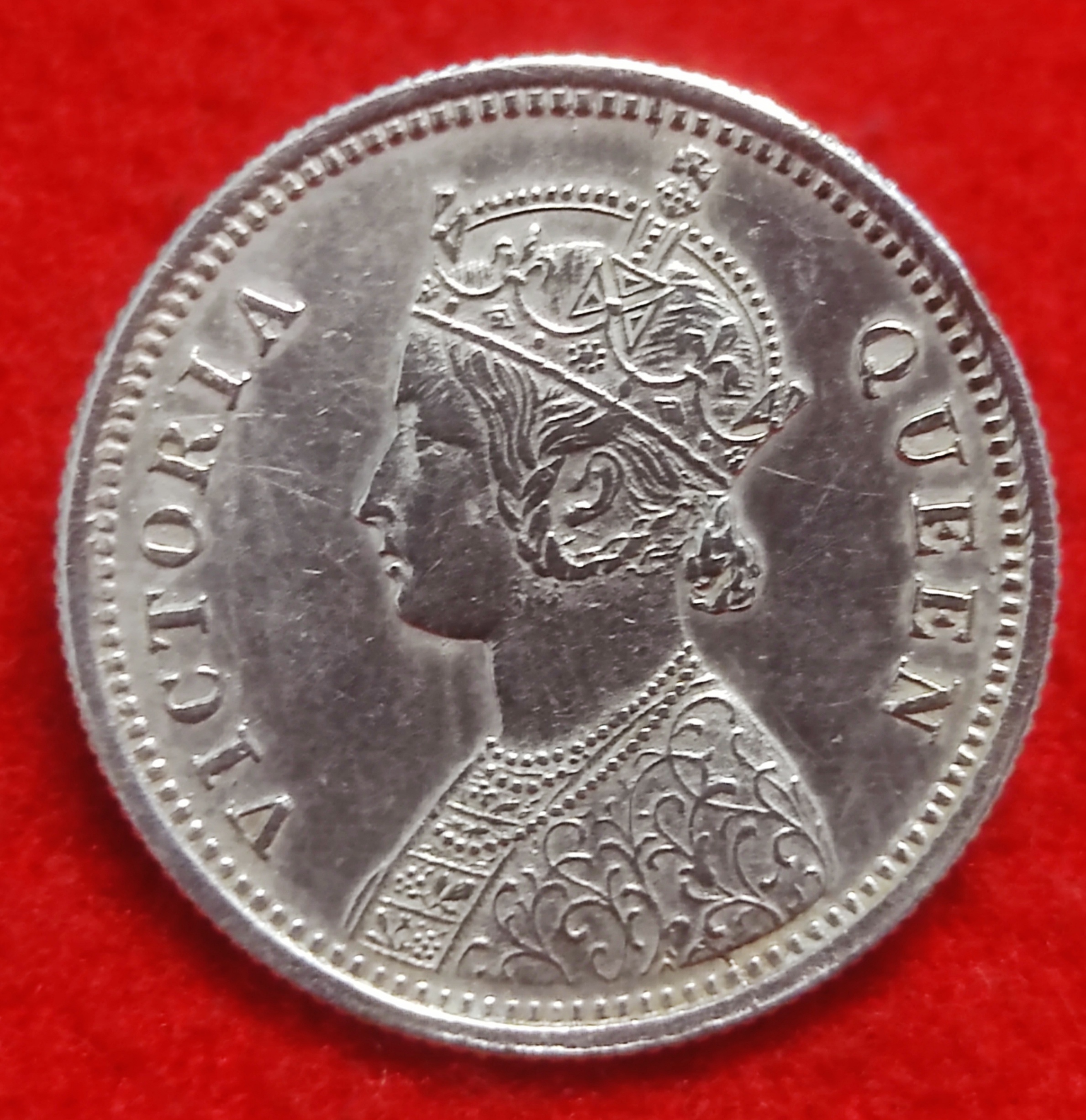 Silver Quarter Rupee Victoria Queen Bombay Mint 1874