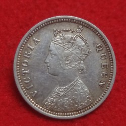 Alternative view of SILVER QUARTER RUPEE VICTORIA QUEEN BOMBAY MINT 1876