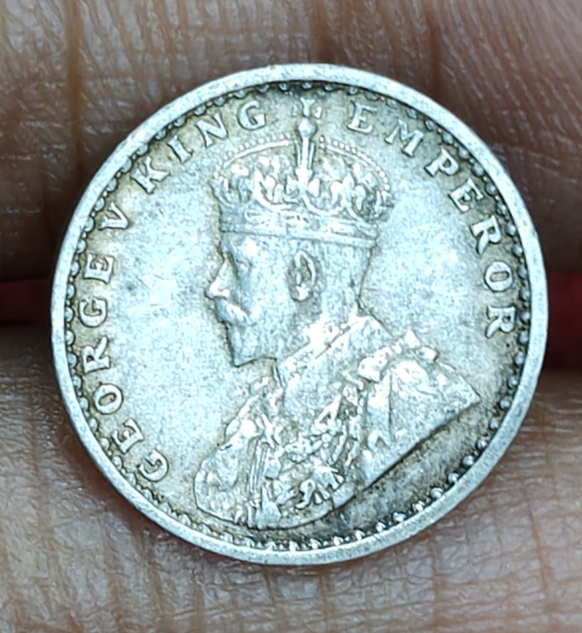 British-India 2 Annas 1916 (George V) Rare Silver Coin#E-280
