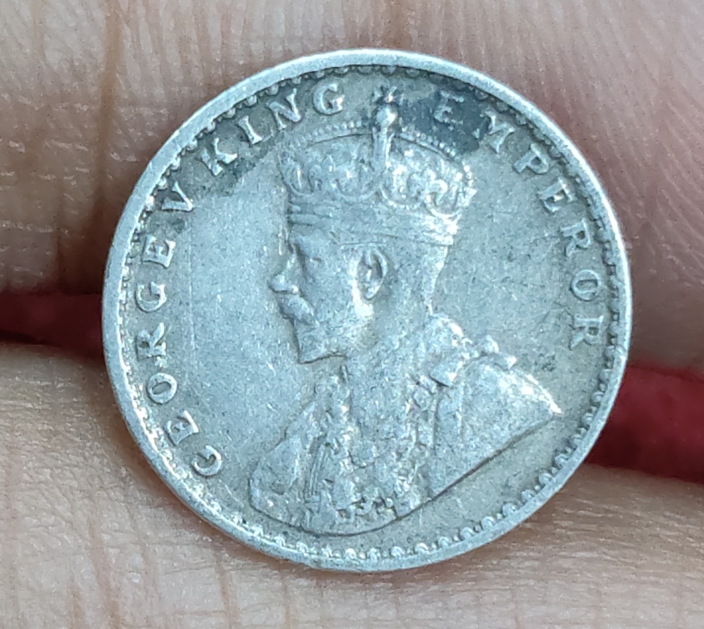 British-India 2 Annas 1917 (George V) Rare Silver Coin#E-281