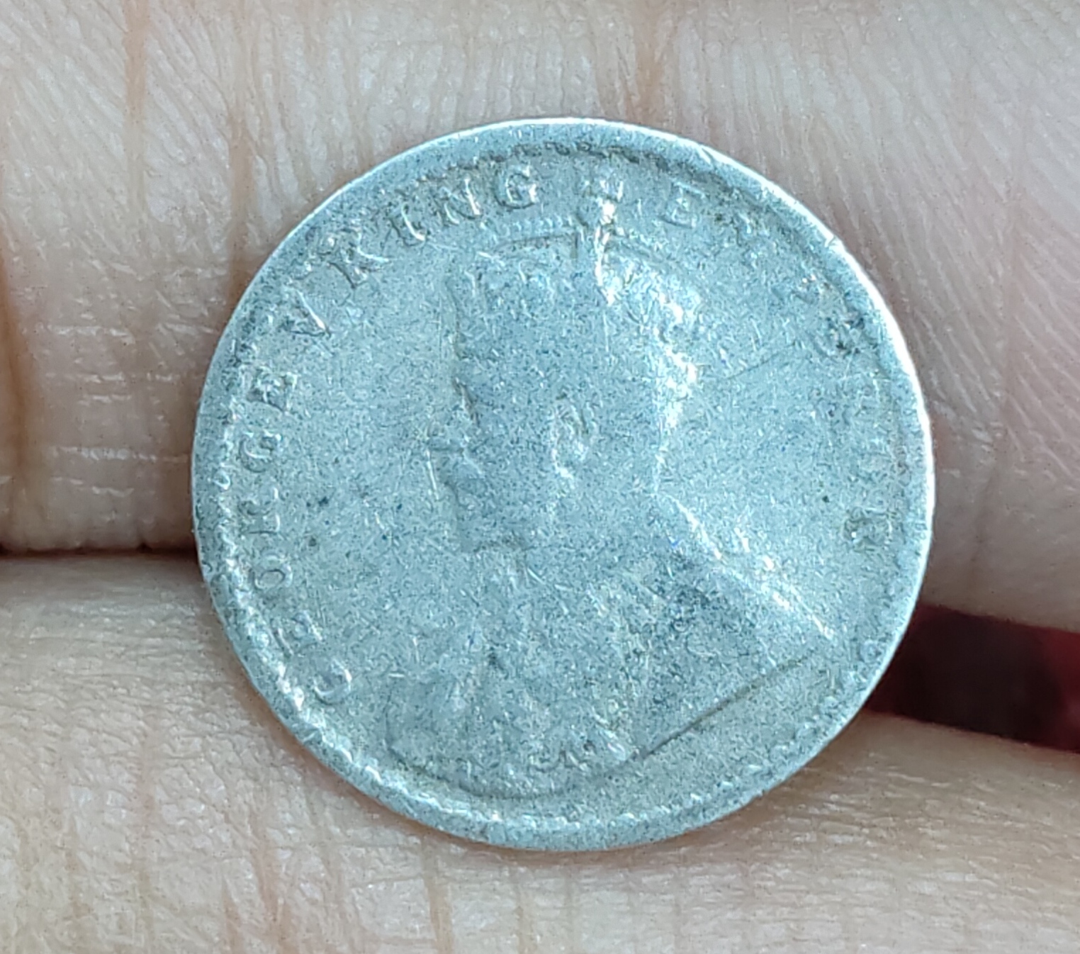 British-India 2 Annas 1912 (George V) Rare Silver Coin#E-282