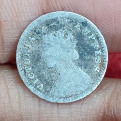 Alternative view of British-India 2 Annas 1897 (Victoria) Rare Silver Coin#E-290