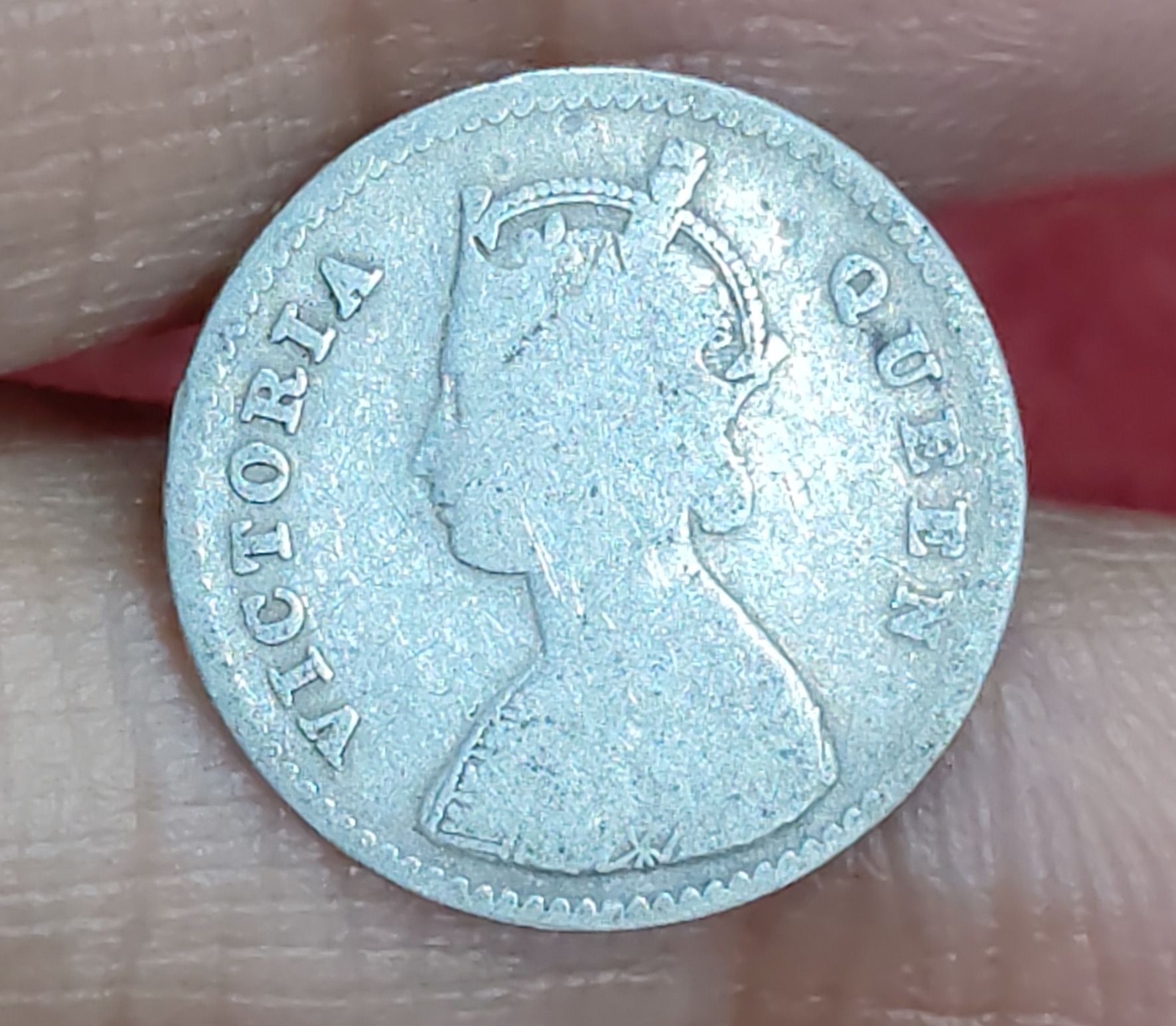 British-India 2 Annas 1862 (Victoria) Rare Silver Coin#E-292 - Image 2