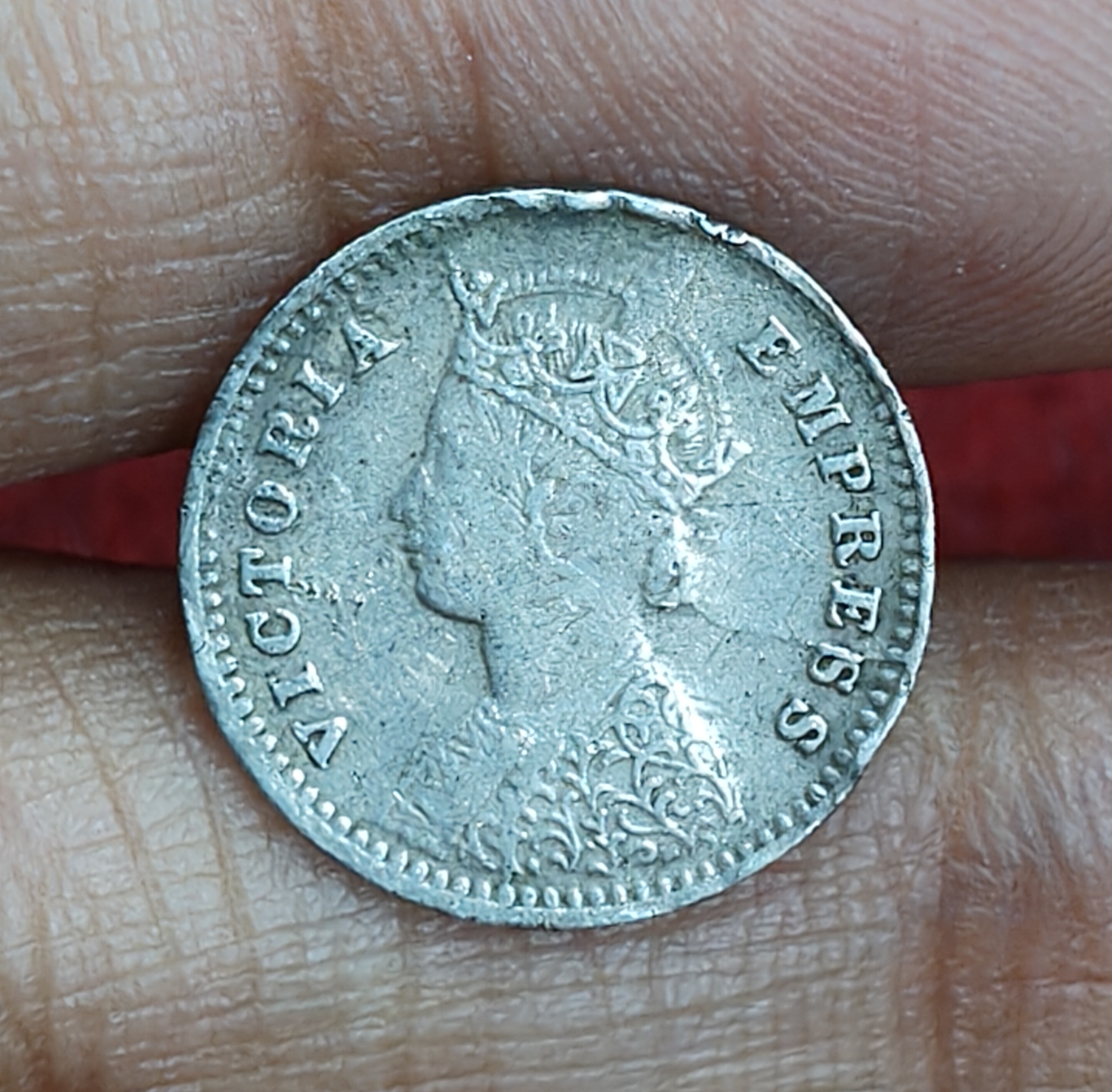 British-India 2 Annas 1896 (Victoria) Rare Silver Coin#E-293 - Image 2