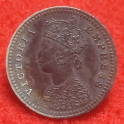 Alternative view of VERY RARE SILVER TWO ANNA VICTORIA EMPRESS BOMBAY MINT 1881