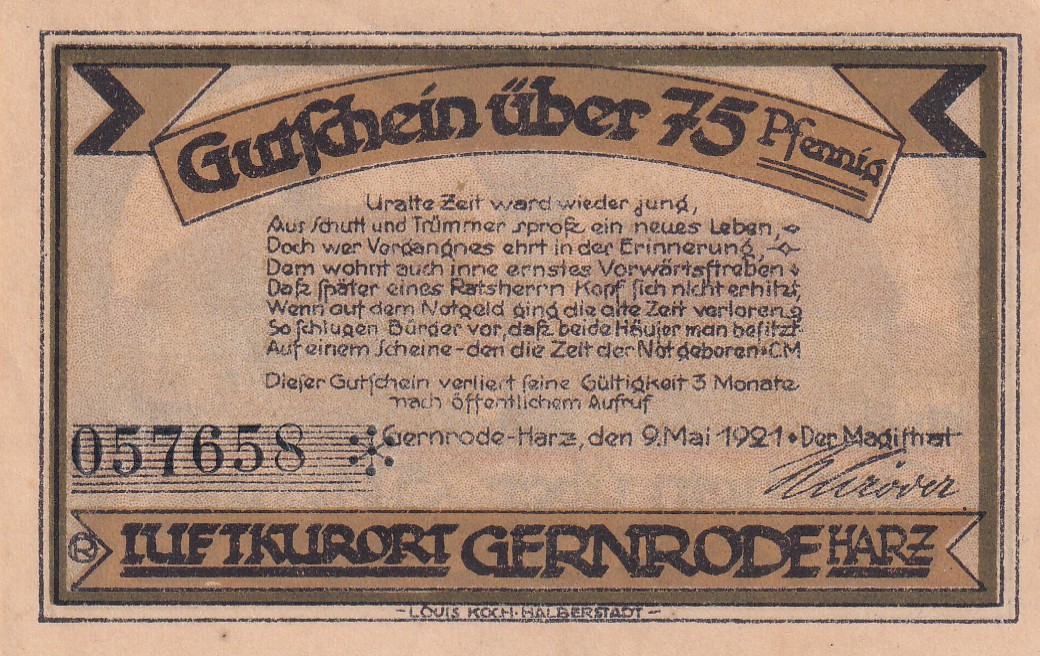 Germany, 75 Pfennigs ( 1921 ) series Rare Note Lowest Price