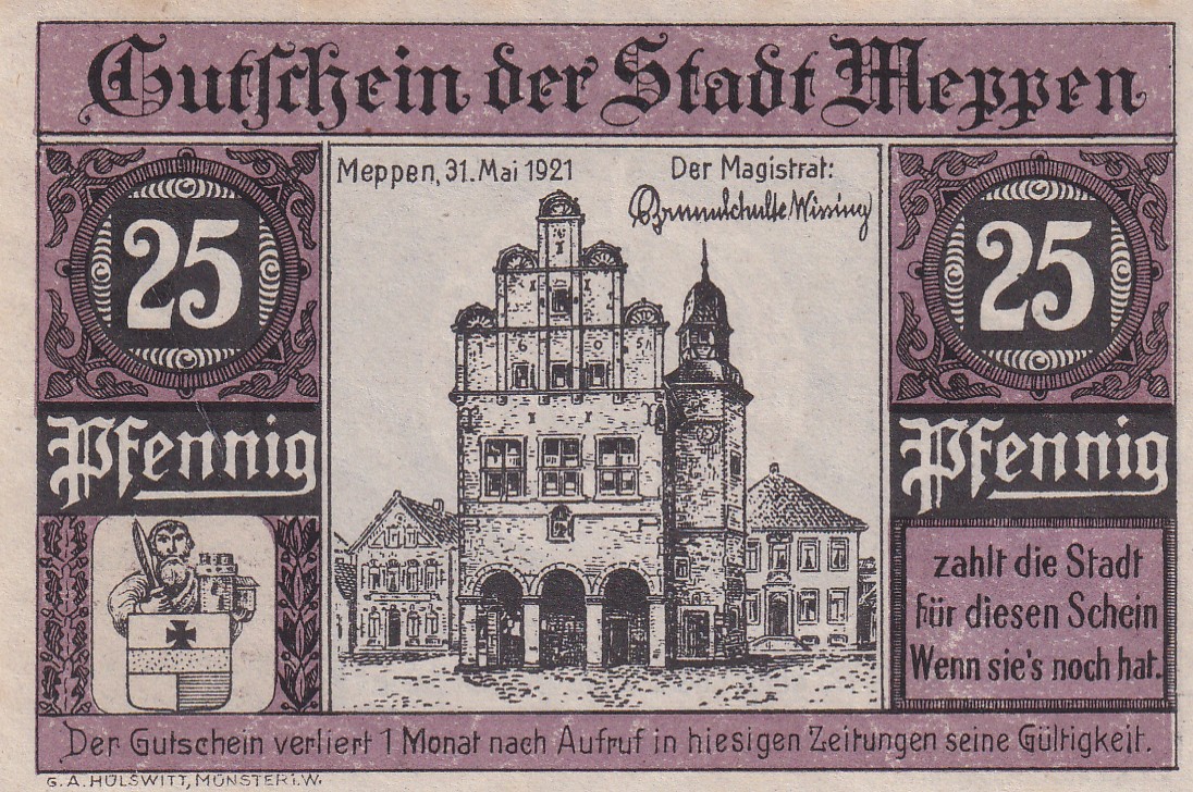 Germany, 25 Pfennigs ( 1921 ) series Rare Note Lowest Price