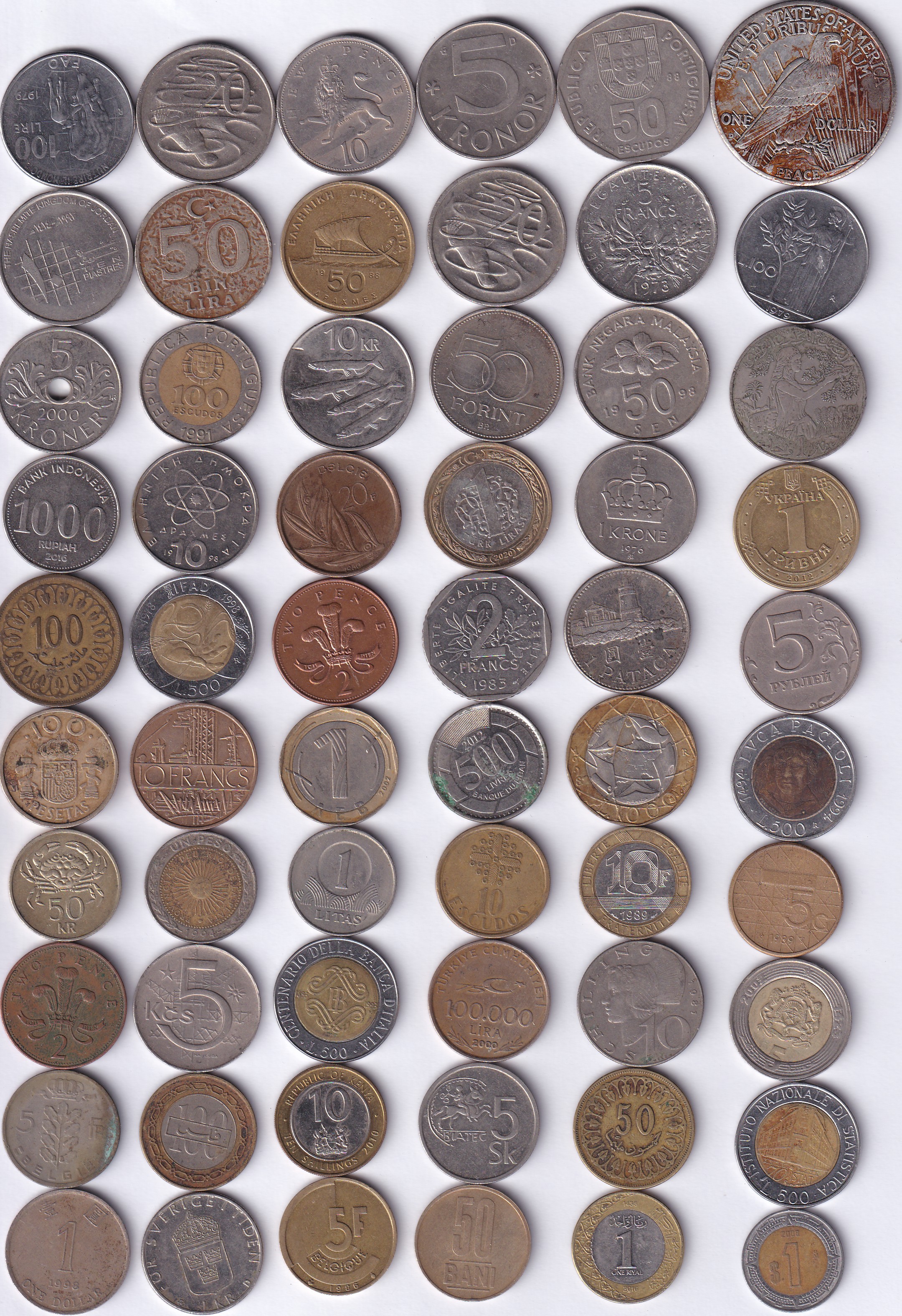 60 Different Big Size Wold Coin (60 Pcs Lott)#EE-1