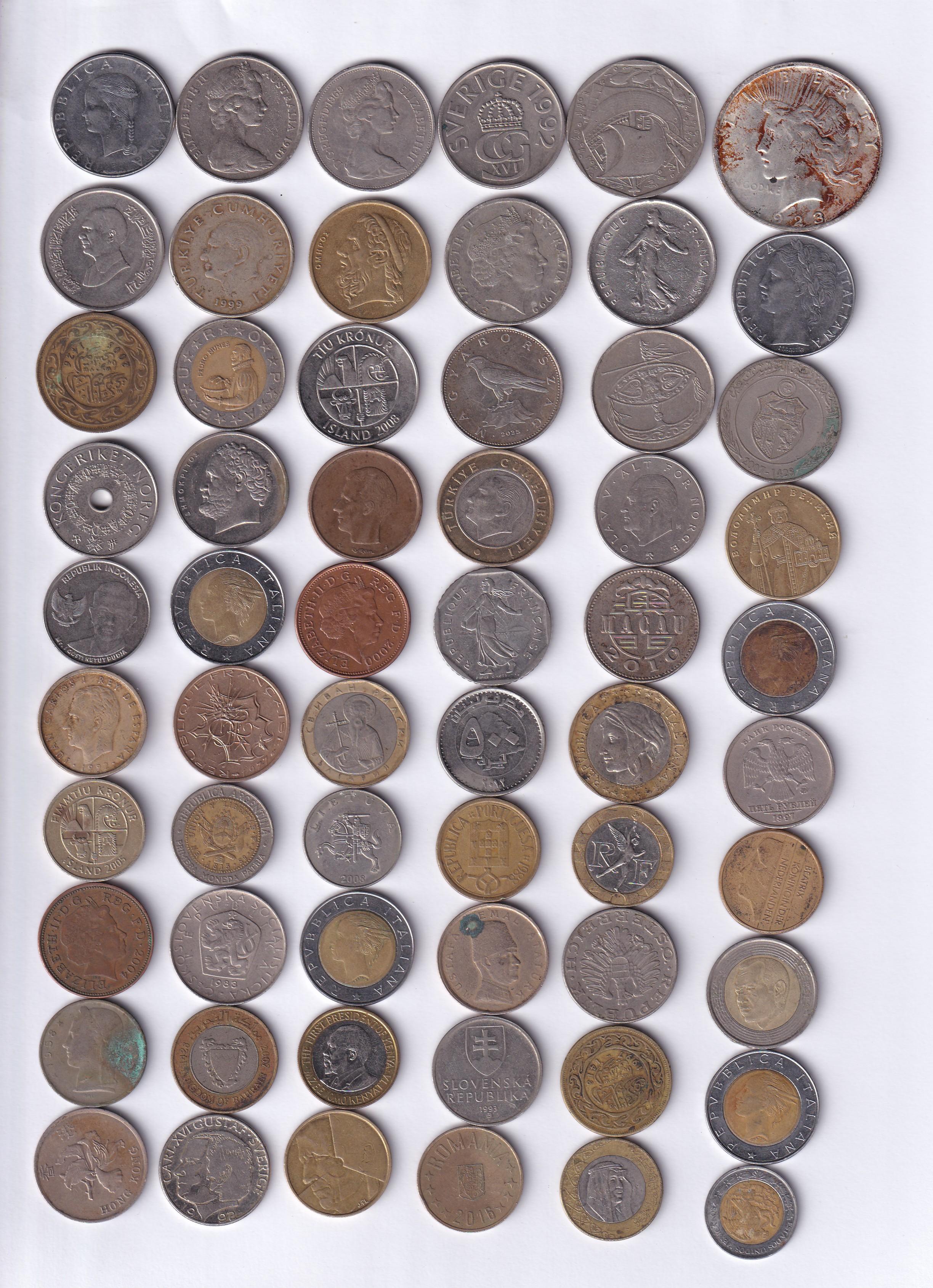 60 Different Big Size Wold Coin (60 Pcs Lott)#EE-1