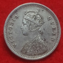 Alternative view of SILVER TWO ANNA VICTORIA QUEEN BOMBAY MINT 1874