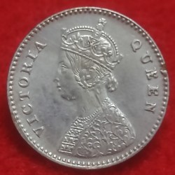 Alternative view of SILVER TWO ANNA COIN VICTORIA QUEEN CALCUTTA MINT 1875