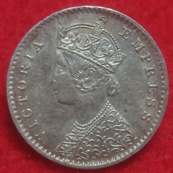 Alternative view of SILVER TWO ANNA COIN VICTORIA EMPRESS CALCUTTA MINT YEAR 1900