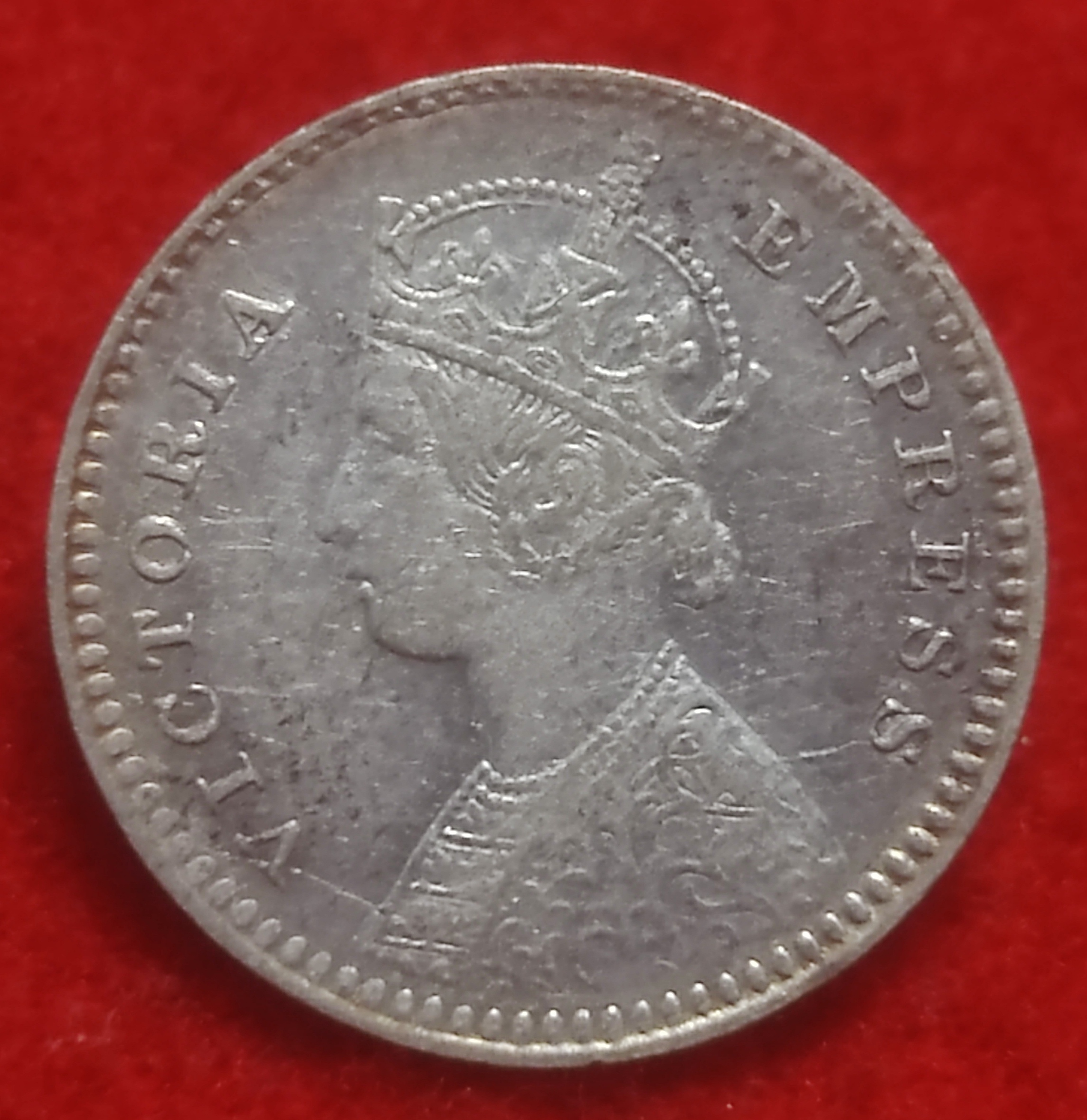 Silver Two Anna Coin Victoria Empress Calcutta Mint 1897