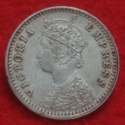 Alternative view of SILVER TWO ANNA VICTORIA EMPRESS BOMBAY MINT 1890