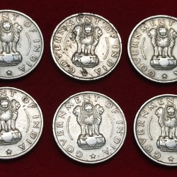 Alternative view of HALF RUPEE COIN LOT OF 6 COIN YEAR 1956 CALCUTTA MINT PRICE