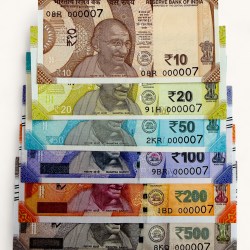 Rs 10 to 500 India Banknote Low Serial Solid Number Set 000007 Number of Ketu Gem Unc Unique and Rare